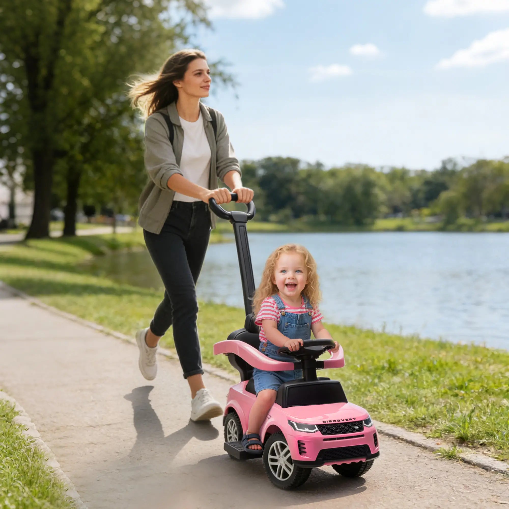 Land Rover Discovery 2-in-1 Ride On Push Car with Storage, Pink Push Cars for Toddlers at Gallery Canada