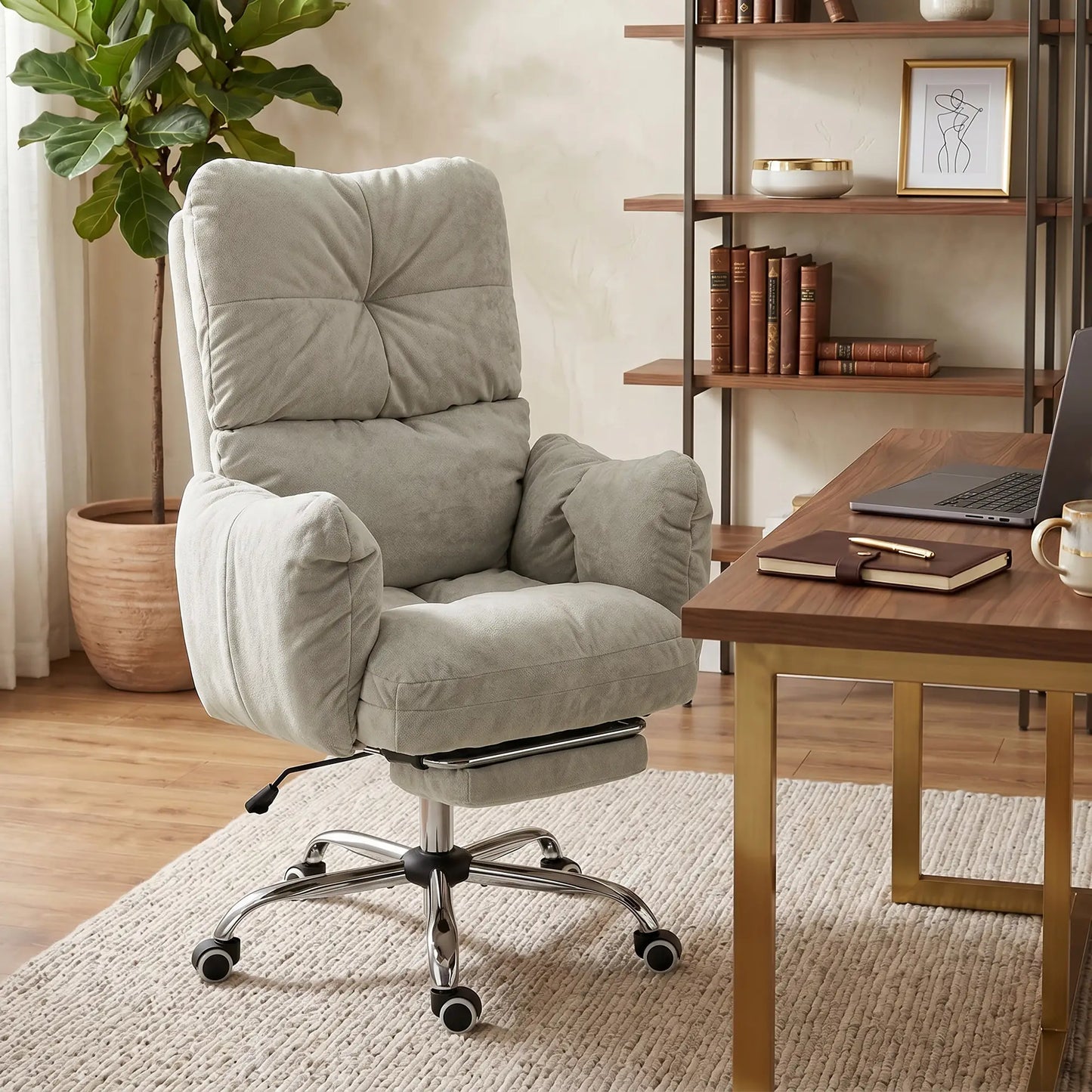 Ergonomic Reclining Gaming Chair With Foot Rest, Light Grey Office Chairs at Gallery Canada