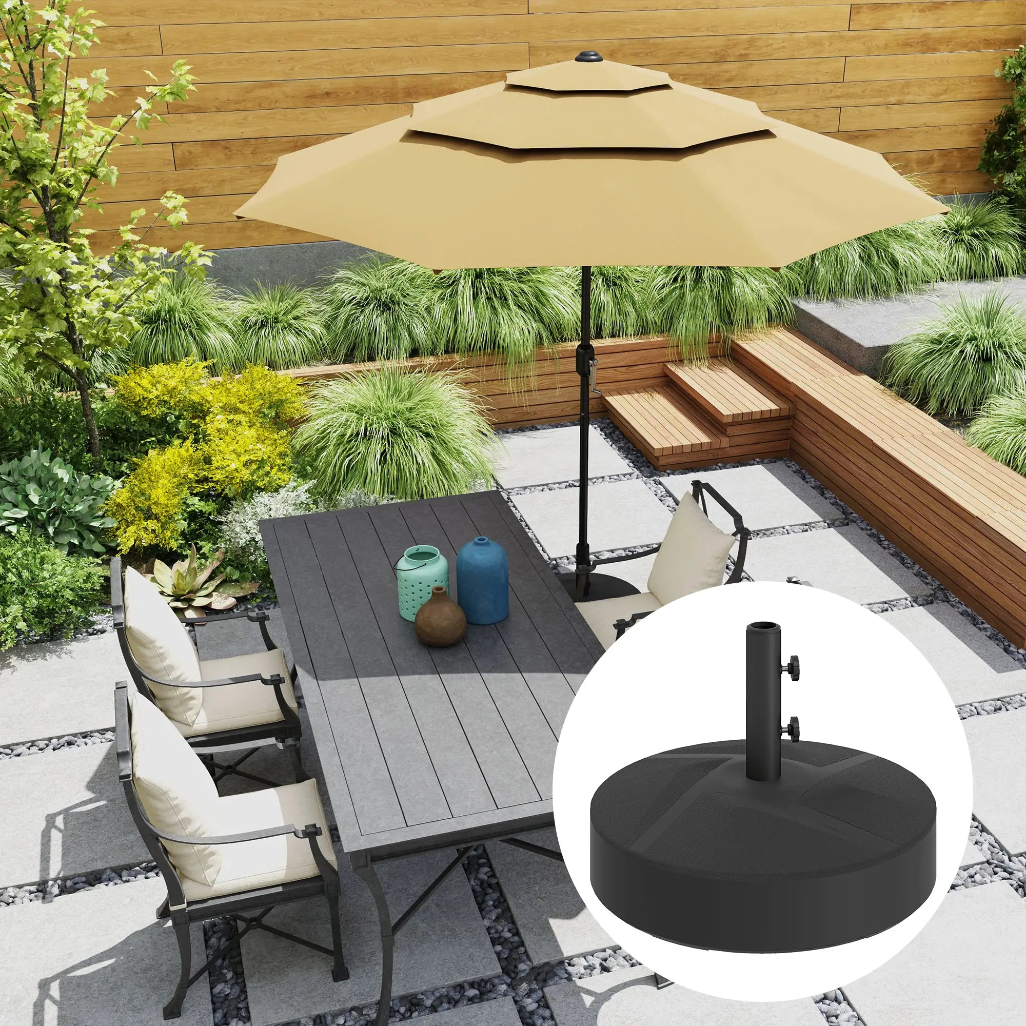 Heavy Duty Outdoor Umbrella Stand Base, Sand Water Filled, Φ22