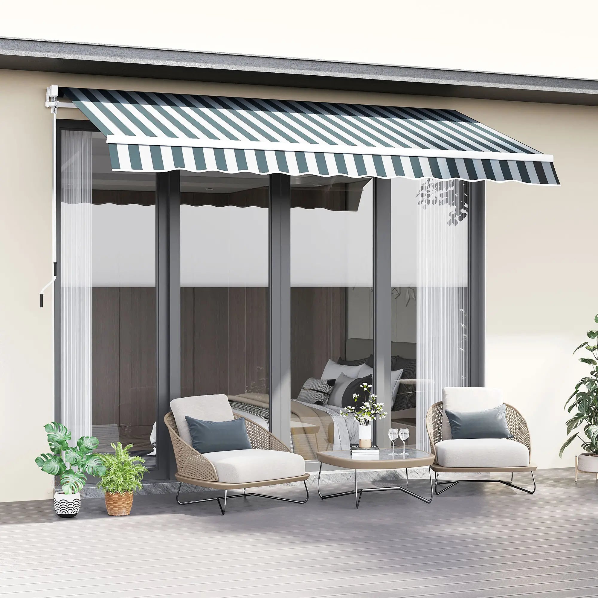 Retractable Patio Awning 8x7 ft, Water Resistant UV Aluminum Frame Deck Awnings at Gallery Canada