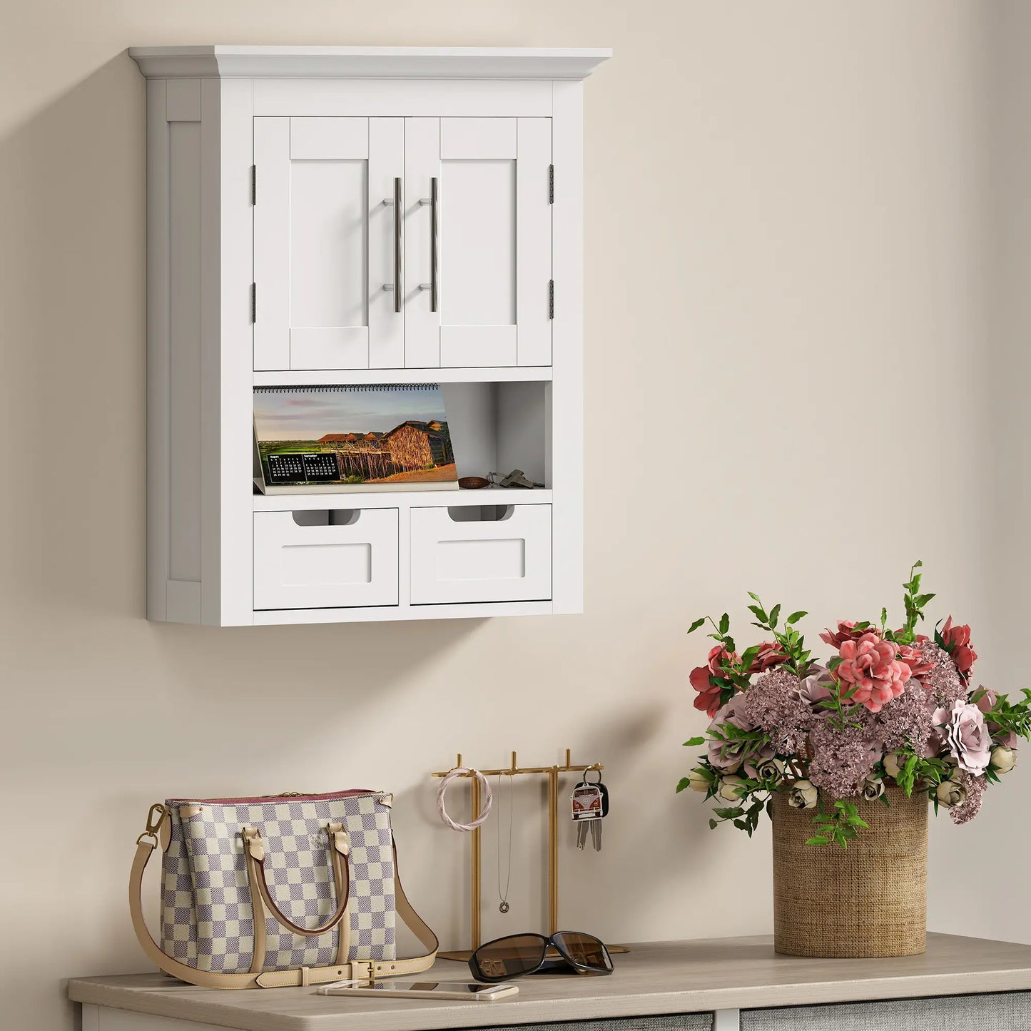 White Wall Cabinet, Medicine Cabinet With Shelf, 24 Inch, White Wall Mounted Cabinets at Gallery Canada