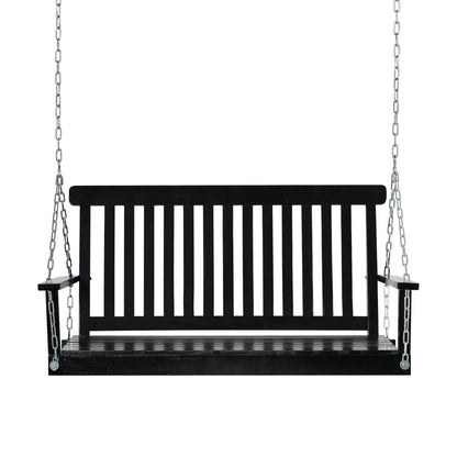 2-Seater Patio Swing Chair, Fir Wooden Porch Swing, Outdoor Garden, Black Hanging Porch Swings Black at Gallery Canada