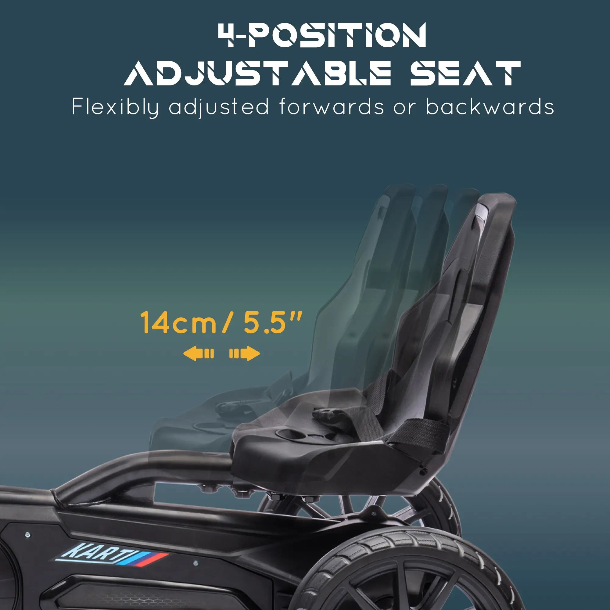 Adjustable Seat Go Kart, Forward Backward Handbrake, Shock Absorption, Black Pedal Go Karts for Kids at Gallery Canada