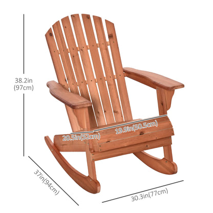 Wooden Adirondack Rocking Chair, Slatted Design, Teak Outdoor Rocking Chairs at Gallery Canada
