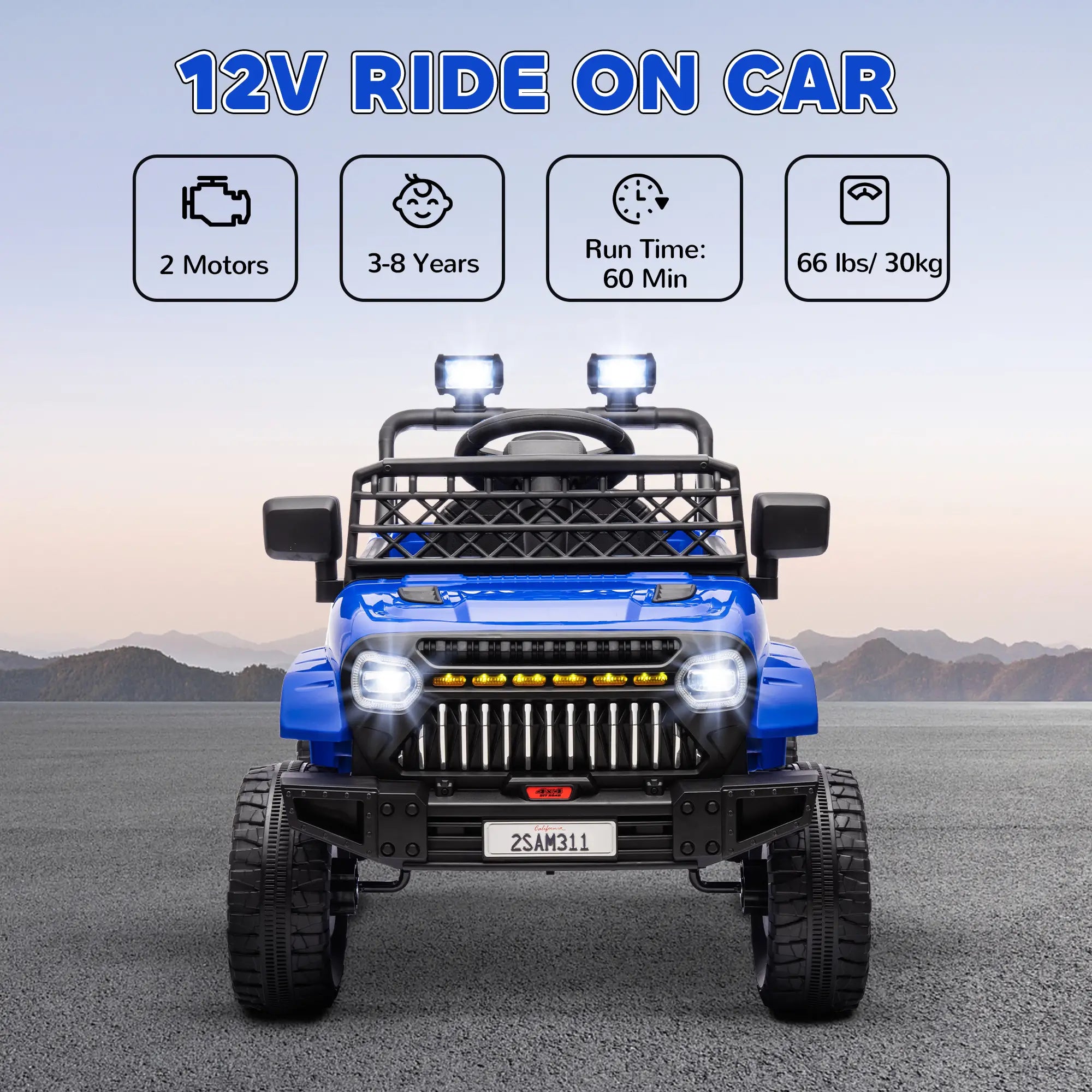 12V Ride On Truck, Electric Car For Kids, Remote Control, Dark Blue Electric Toy Cars at Gallery Canada