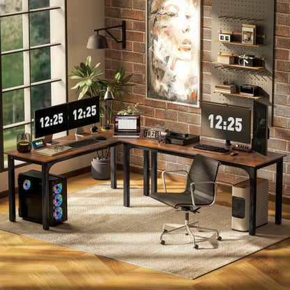 71" Computer Desk, Metal Legs, Rustic Brown Computer Desks at Gallery Canada