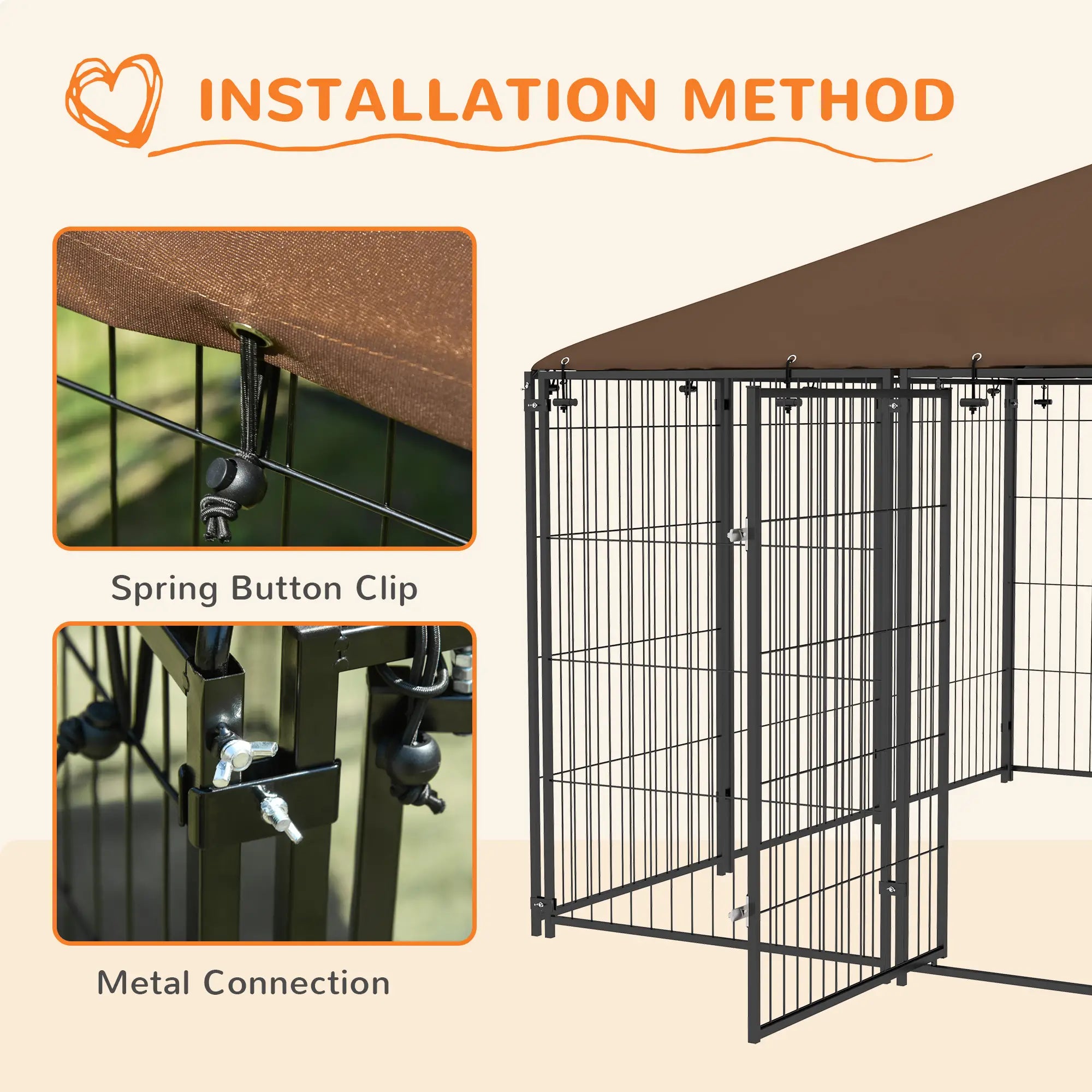 6.9' x 6.9' x 5' Outdoor Dog Kennel, Canopy, Rotating Bowls, Coffee Houses, Kennels & Pens at Gallery Canada