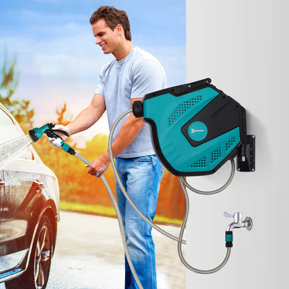 Retractable Garden Hose Reel, 1/2" x 49 ft, Wall Mounted, Automatic Rewind Garden Accessories at Gallery Canada
