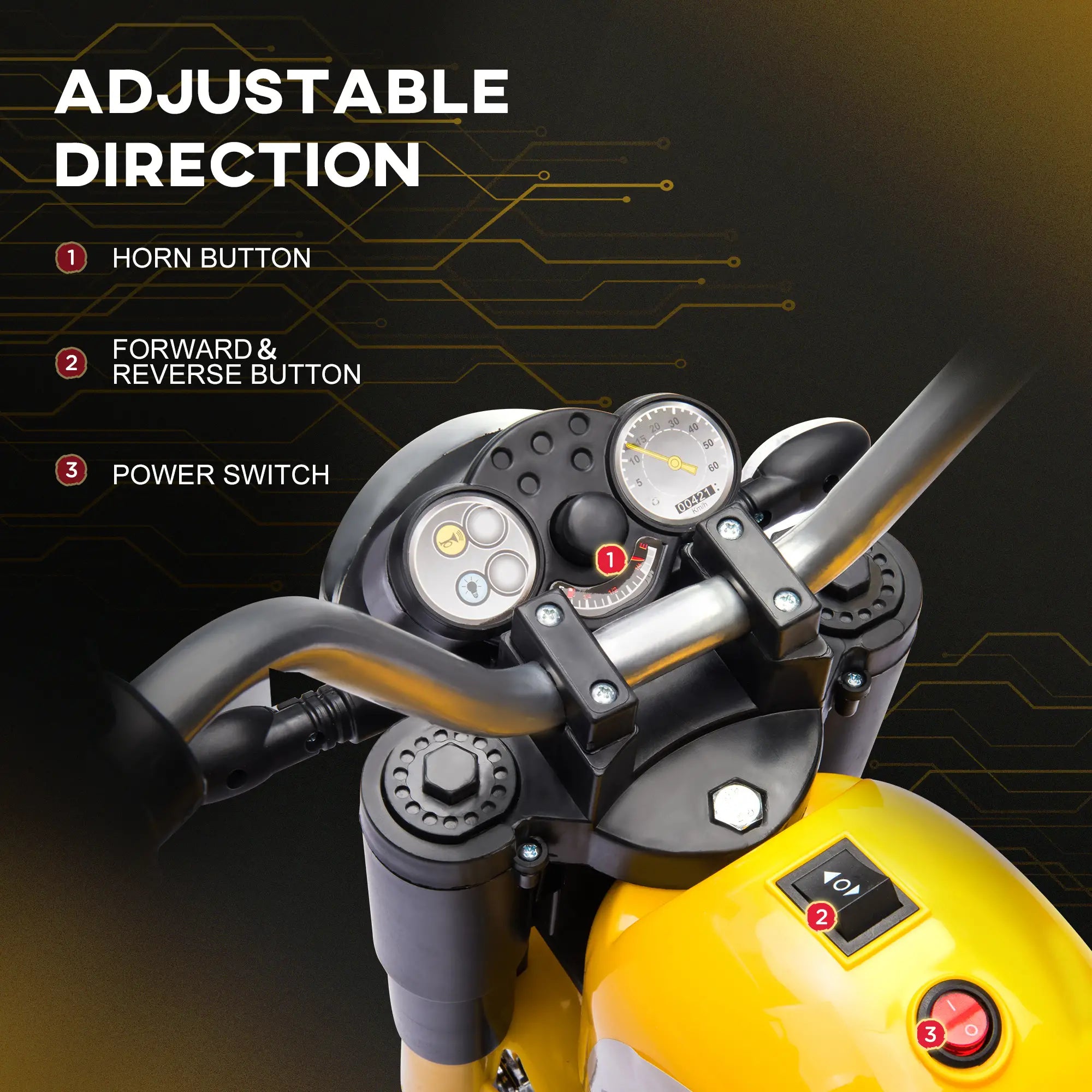 Kids Electric Motorcycle, 6V Battery Powered, 3-Wheels, Yellow Electric Motorcycles at Gallery Canada