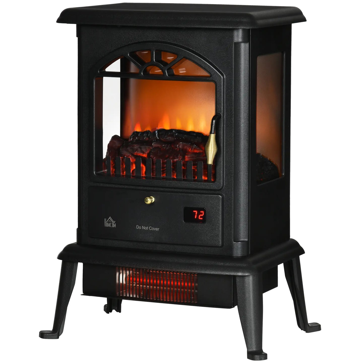 22 Infrared Electric Fireplace Stove, Freestanding Heater, 3D Flame, Adjustable Temp, Timer, 1000W/1500W, Black Electric Fireplaces at Gallery Canada