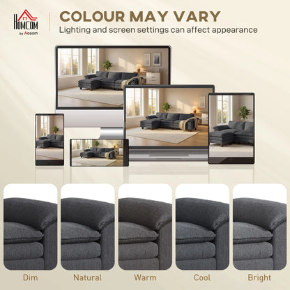 L-Shaped Sectional Sofa, Movable Ottoman, Pillow-Top Armrests, Dark Grey 3-Seater Sofas at Gallery Canada