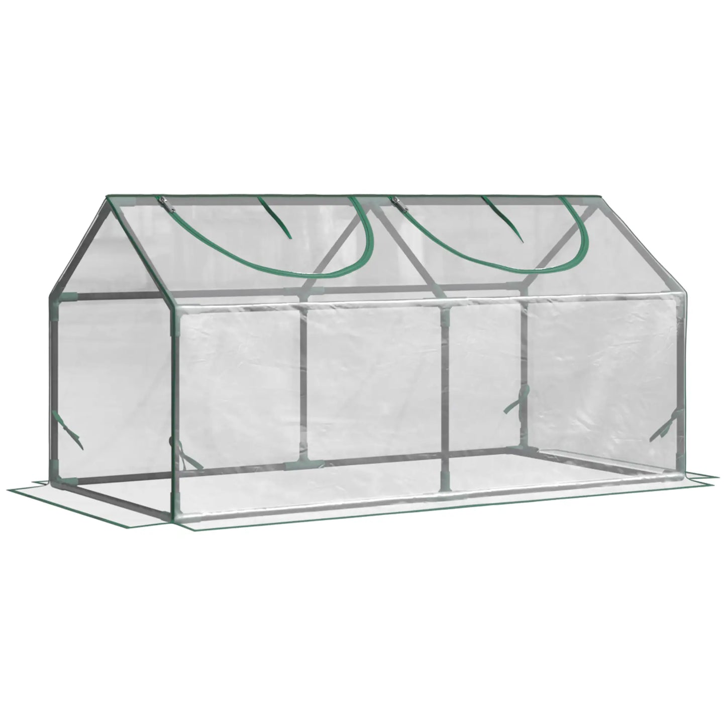 47" x 24" x 24" Mini Tunnel Greenhouse, Steel Frame, 2 Windows, Clear Greenhouses Clear, Dark Green at Gallery Canada