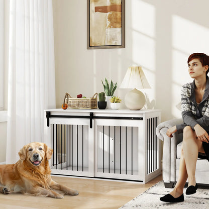 46.5" Dog Crate Furniture, End Side Table for Large Dogs, White Houses, Kennels & Pens at Gallery Canada