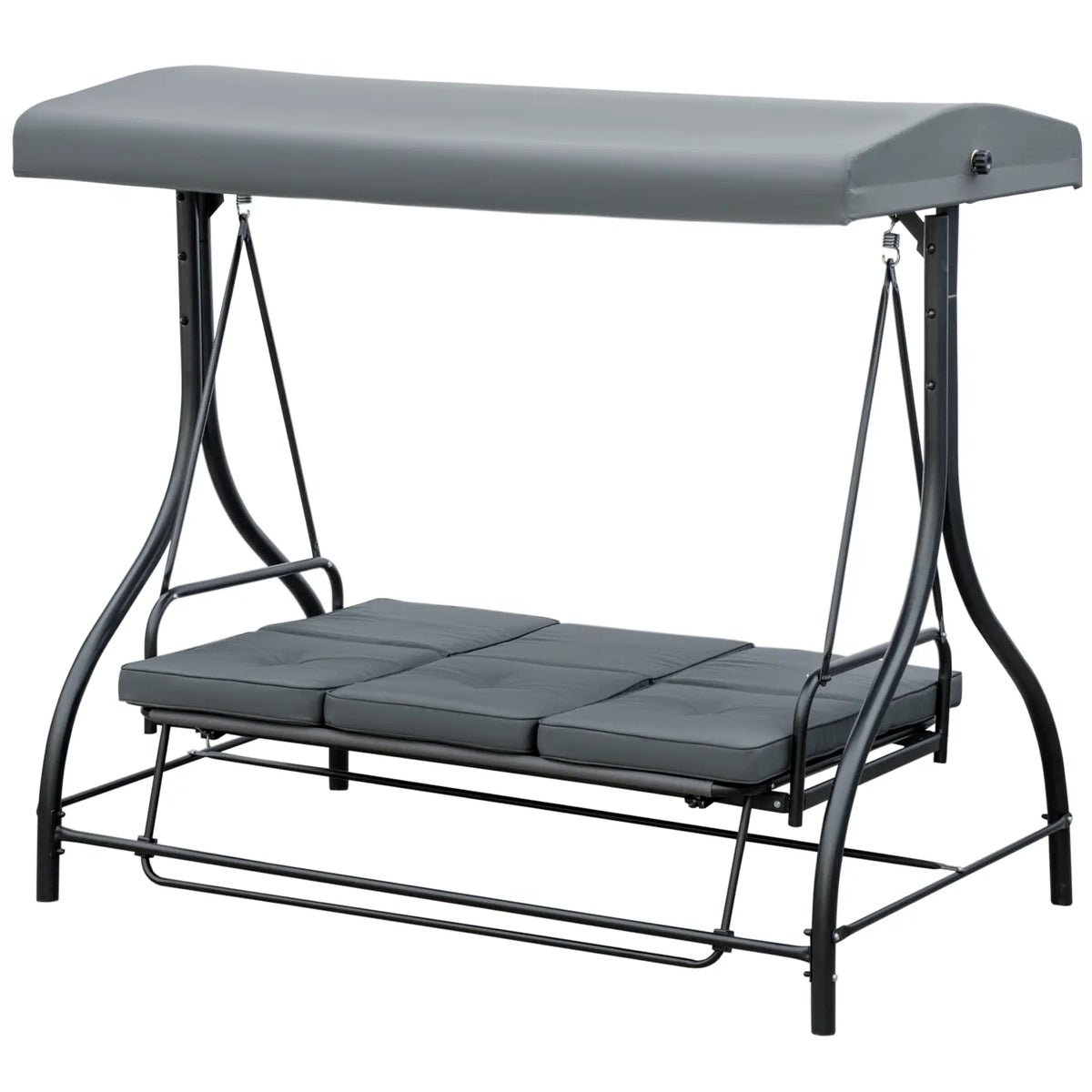 Patio Swing Bed With Canopy, 3 Seater, Dark Grey Porch Swings with Canopy Dark Grey and Black at Gallery Canada