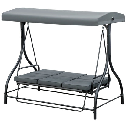 Patio Swing Bed With Canopy, 3 Seater, Dark Grey Porch Swings with Canopy Dark Grey and Black at Gallery Canada