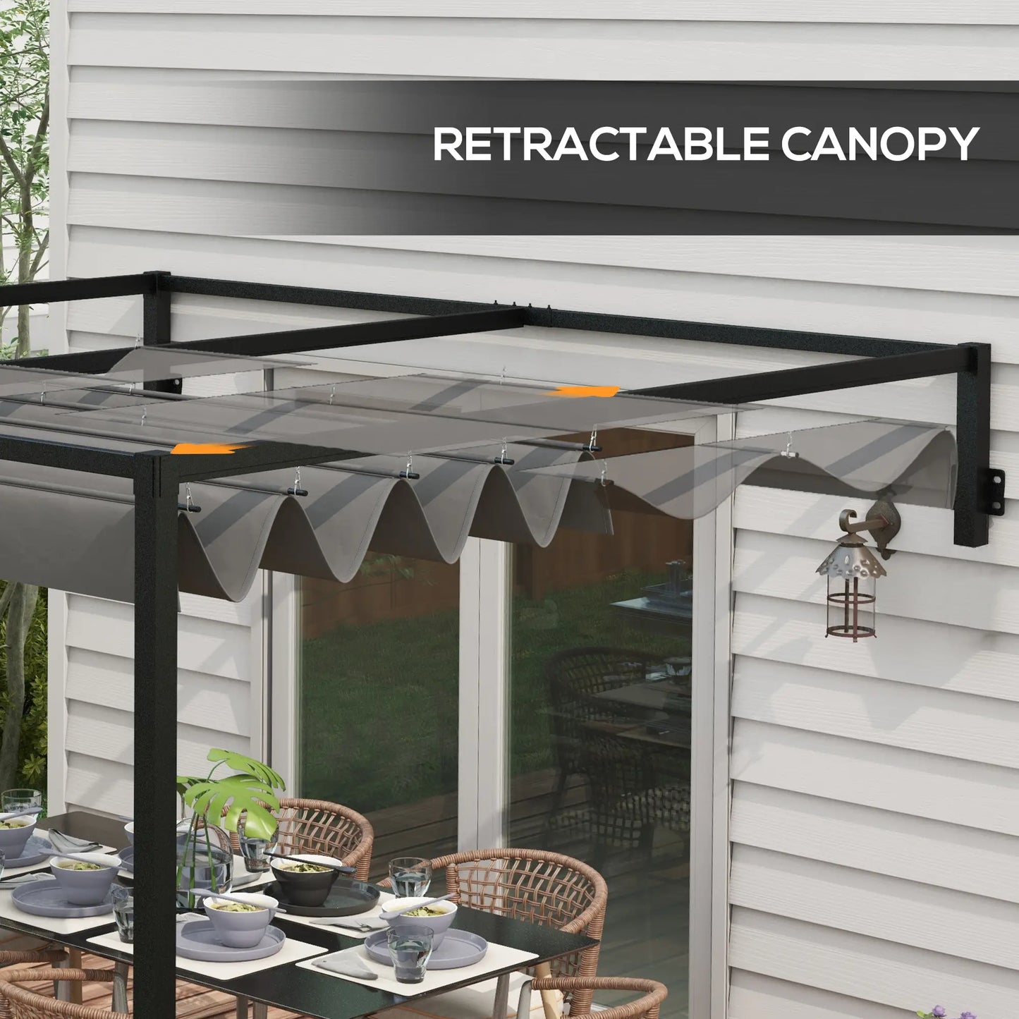 10' x 7' Metal Pergola, Retractable Roof For Grill Garden Patio Deck Pergolas at Gallery Canada