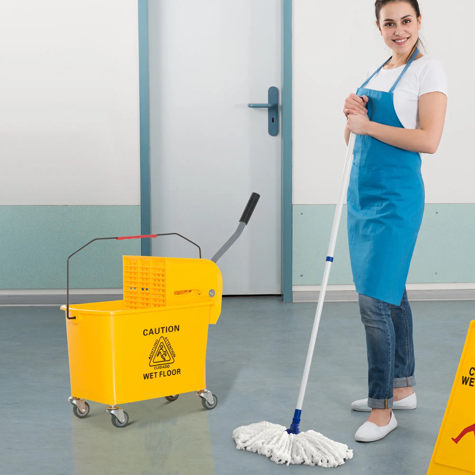 Compact Mop Bucket with Wringer, 5 Gallon, Yellow Household Supplies at Gallery Canada