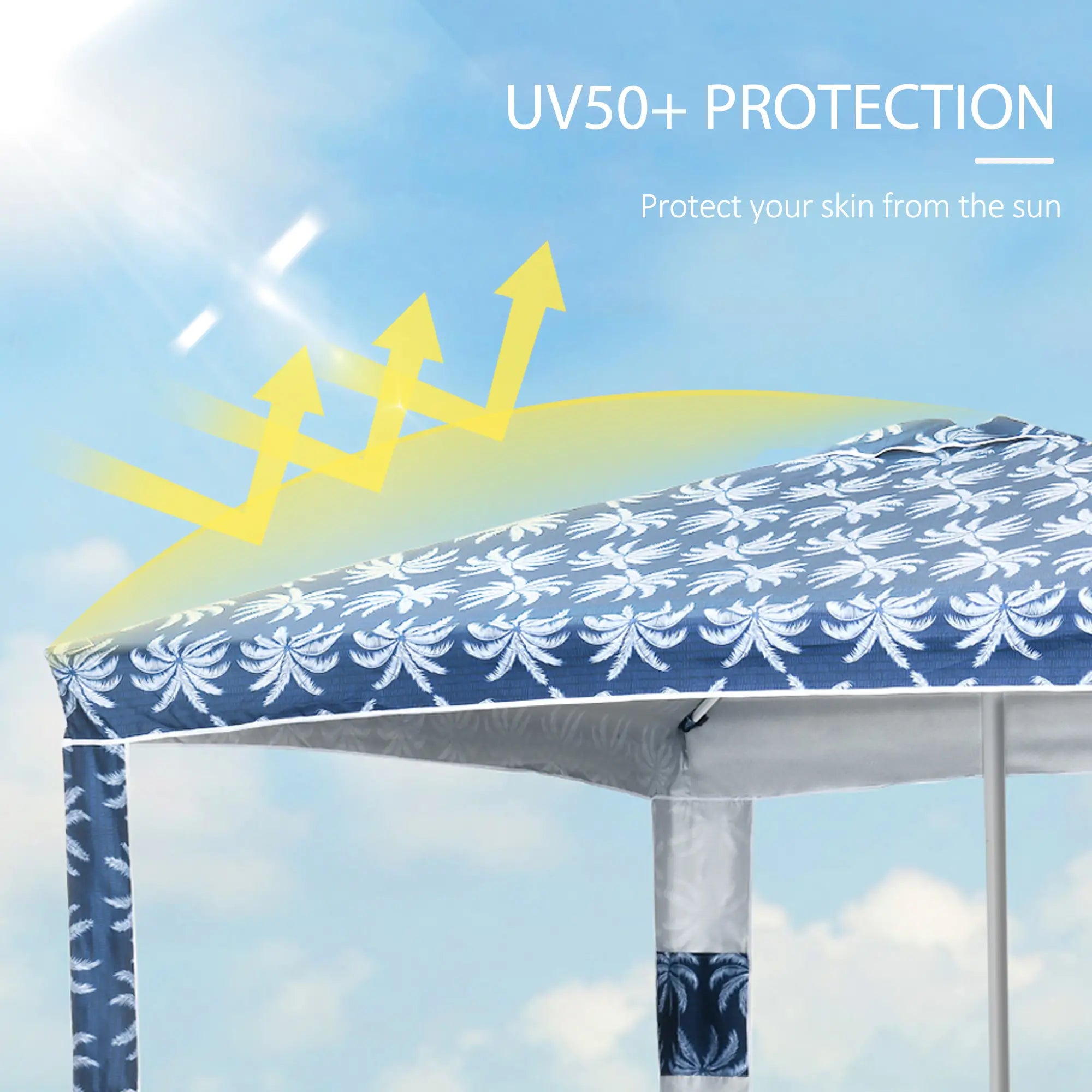 6.5' Beach Umbrella, UV50+ Sun Shade with Sandbags, Dark Blue Beach Umbrellas at Gallery Canada