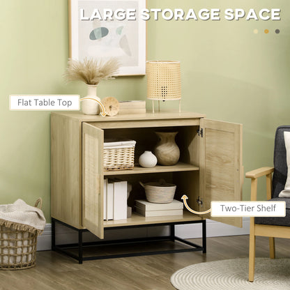 Wood Sideboard Cabinet, 2 Rattan Doors, Adjustable Shelf, Steel Legs Bar Cabinets at Gallery Canada
