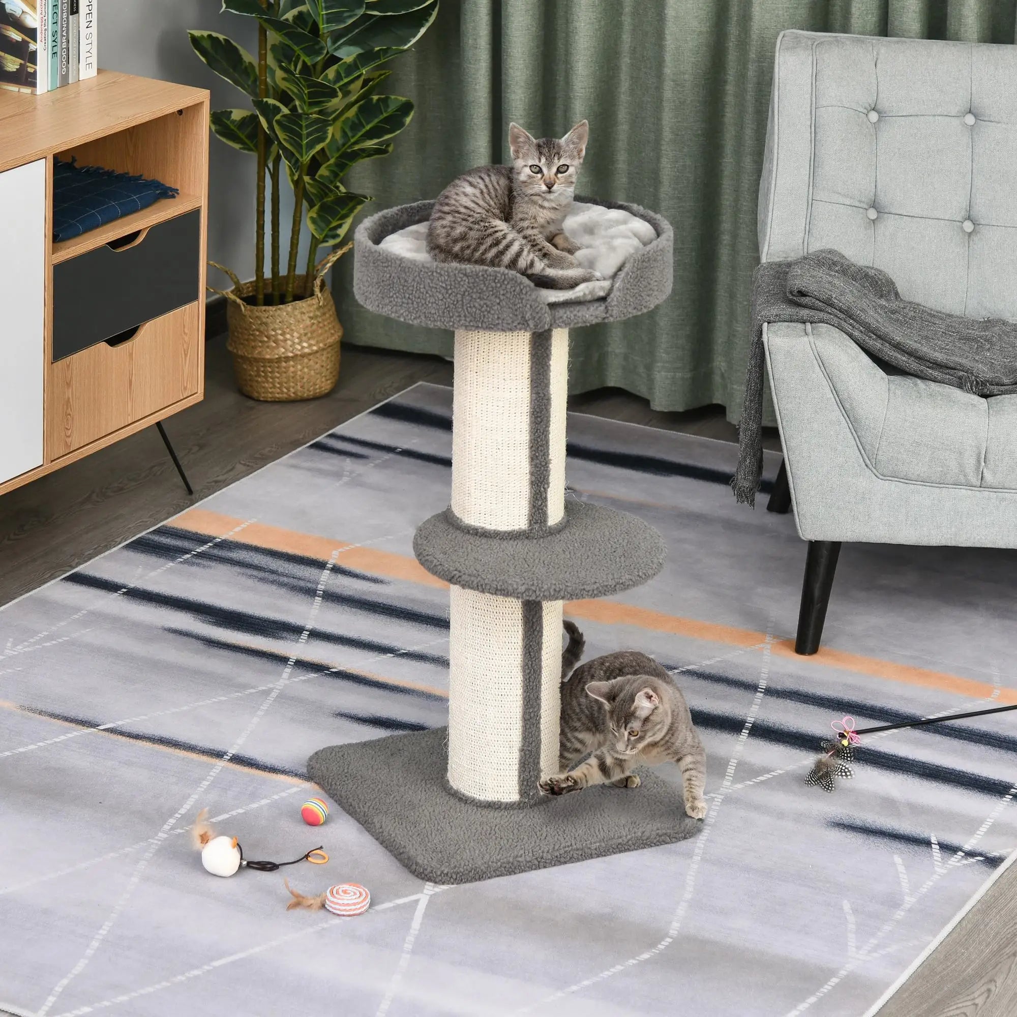 Cat Tree with Scratching Post, Bed, Cushion, Perch, 18