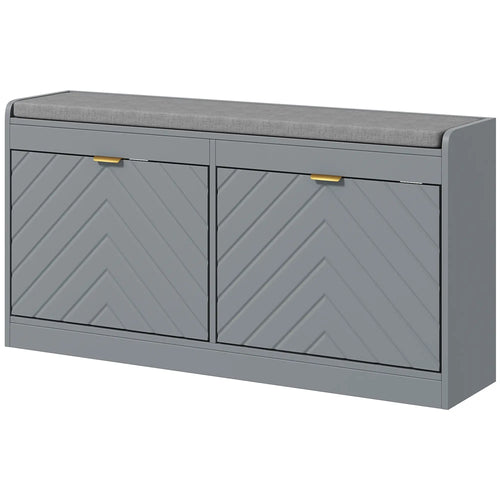 Shoe Storage with Seat, Upholstered Hallway Bench, Shoe Bench with 2 Flip Drawers and 4 Vents for 8 Pairs of Shoes