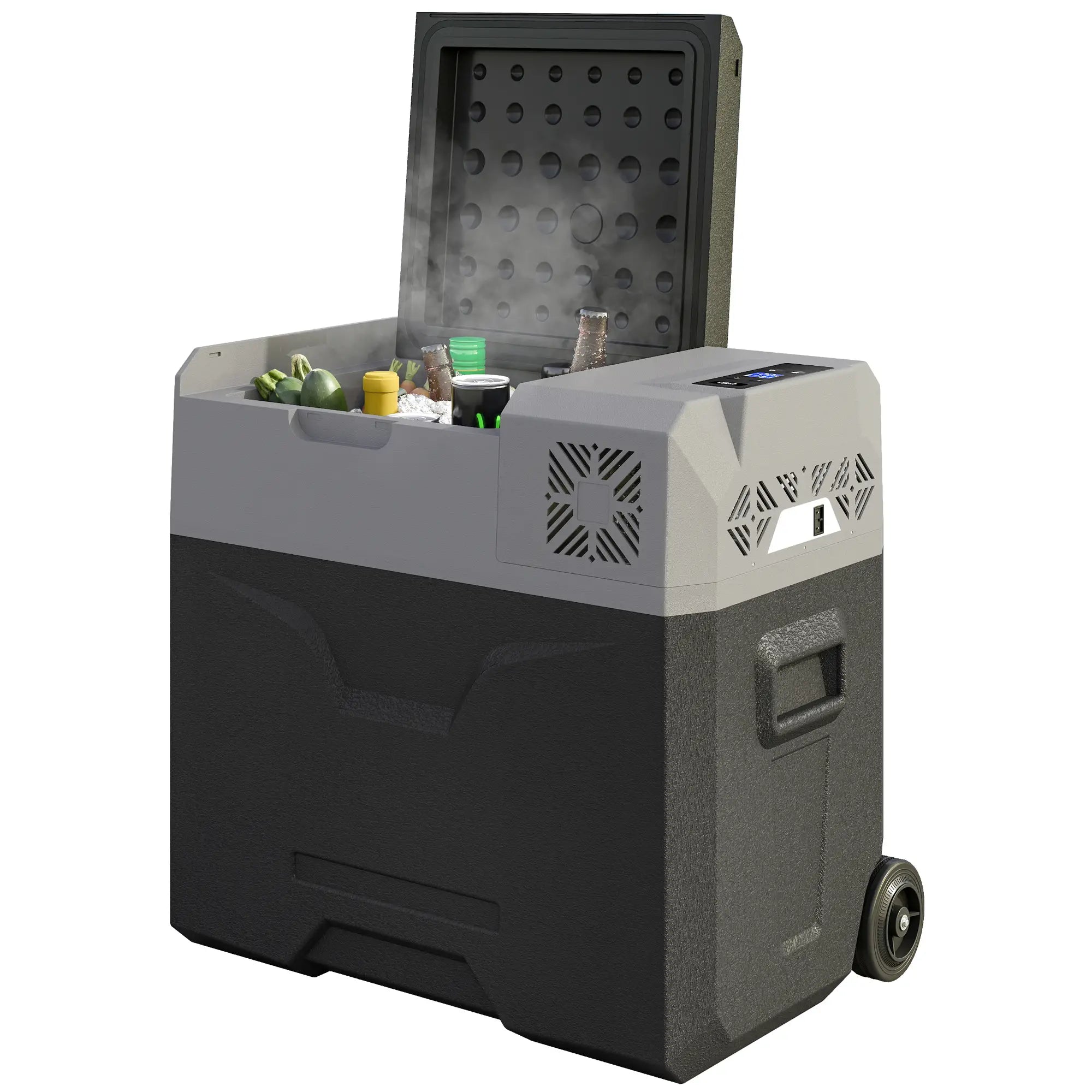 50L Portable Car Refrigerator, 12/24V Electric Cooler, -20℃, Camping, Travel Car Coolers Grey at Gallery Canada