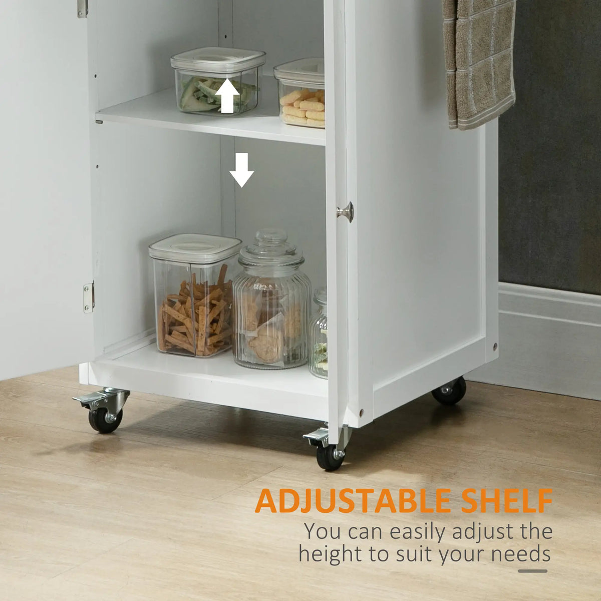 Small Kitchen Cart, Stainless Steel Top, Storage Drawer, White Kitchen Islands & Kitchen Carts at Gallery Canada
