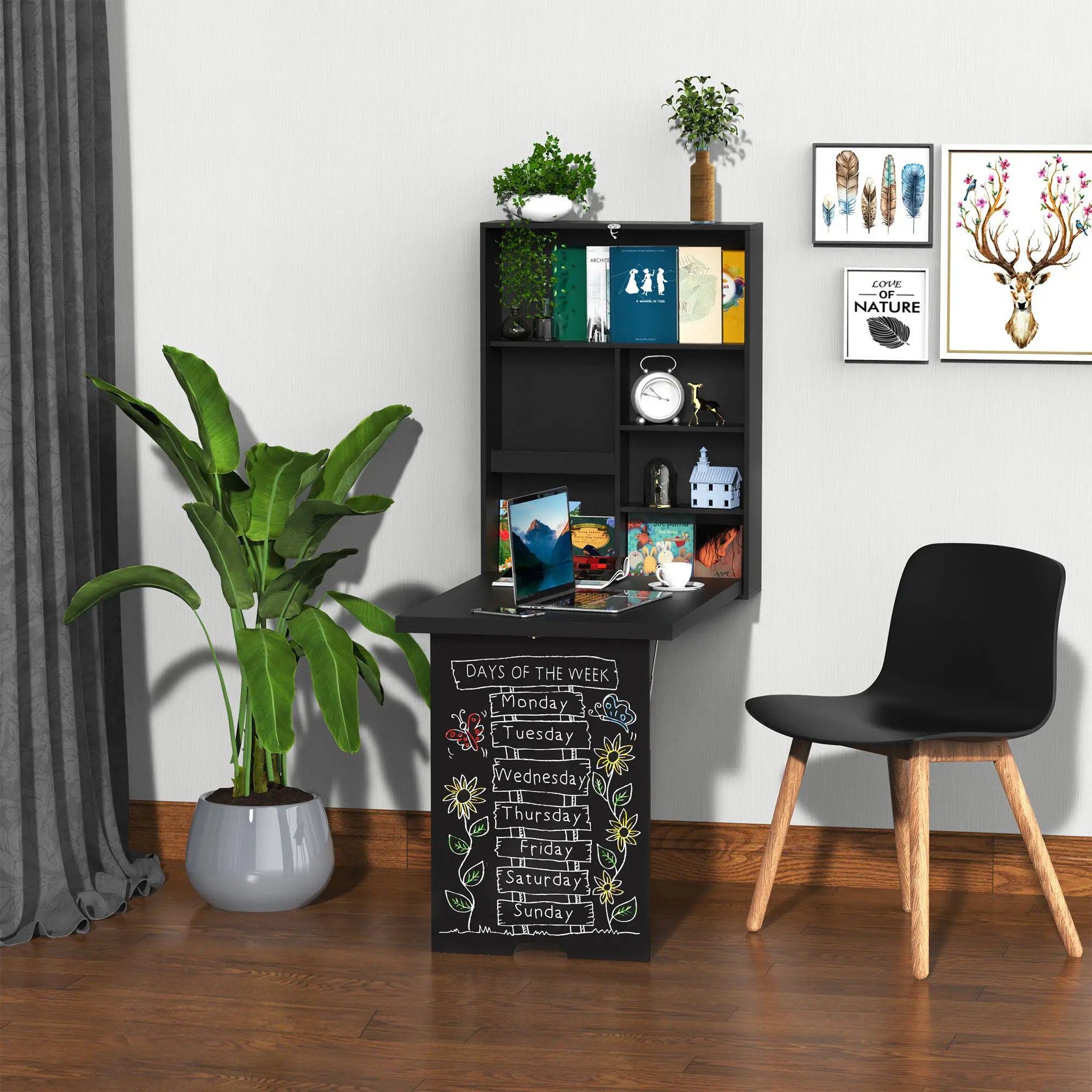 Wall Mounted Fold Out Desk, Multi-Functional Space Saving, Black Writing Desks at Gallery Canada