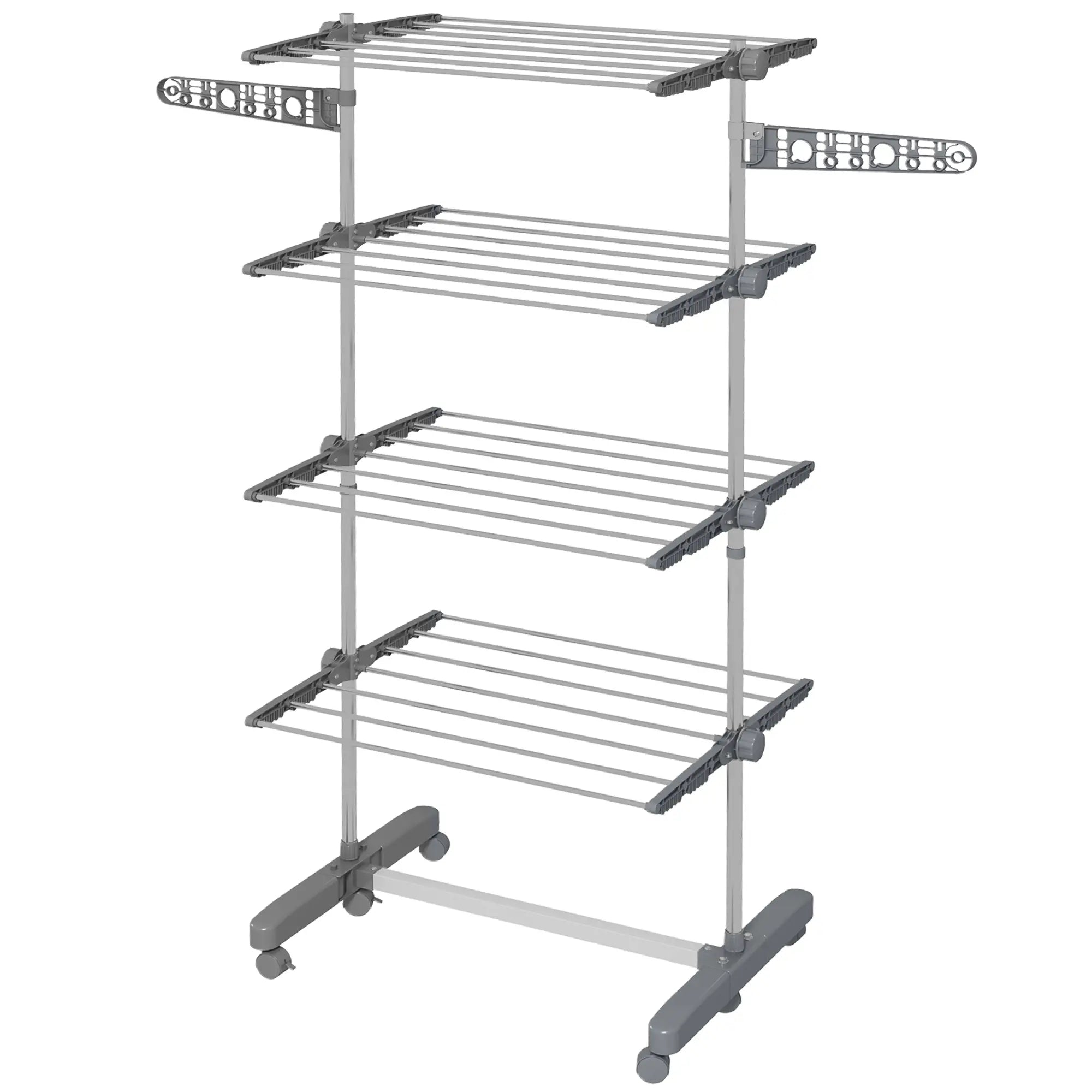 Stainless Steel Folding Clothes Drying Rack, Side Wings, Castors, Indoor Outdoor, Grey Bath Accessories Grey and Silver at Gallery Canada