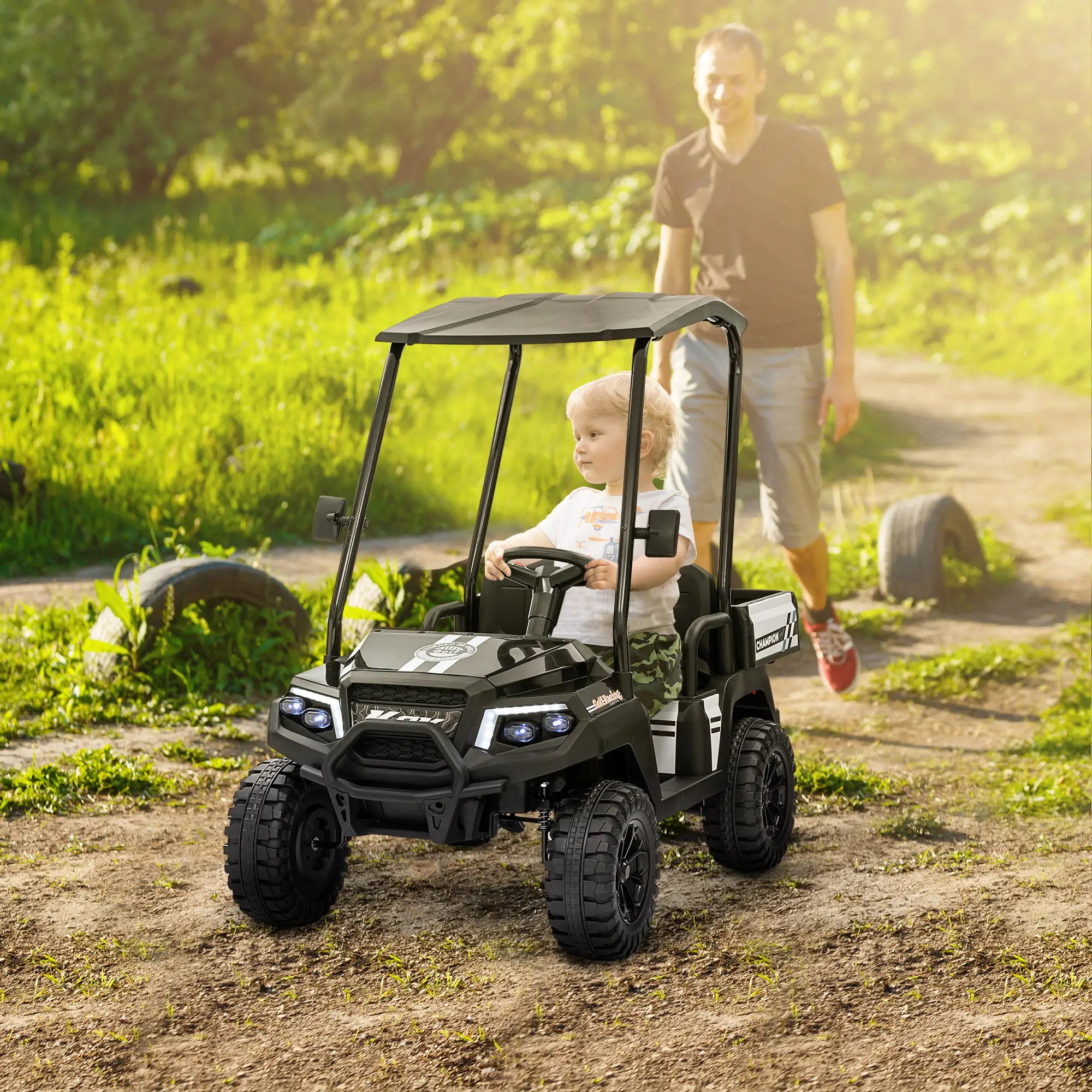 24V 2 Seater Kids Electric Car, Remote Control, 4 Wheels, Black Electric Toy Cars at Gallery Canada