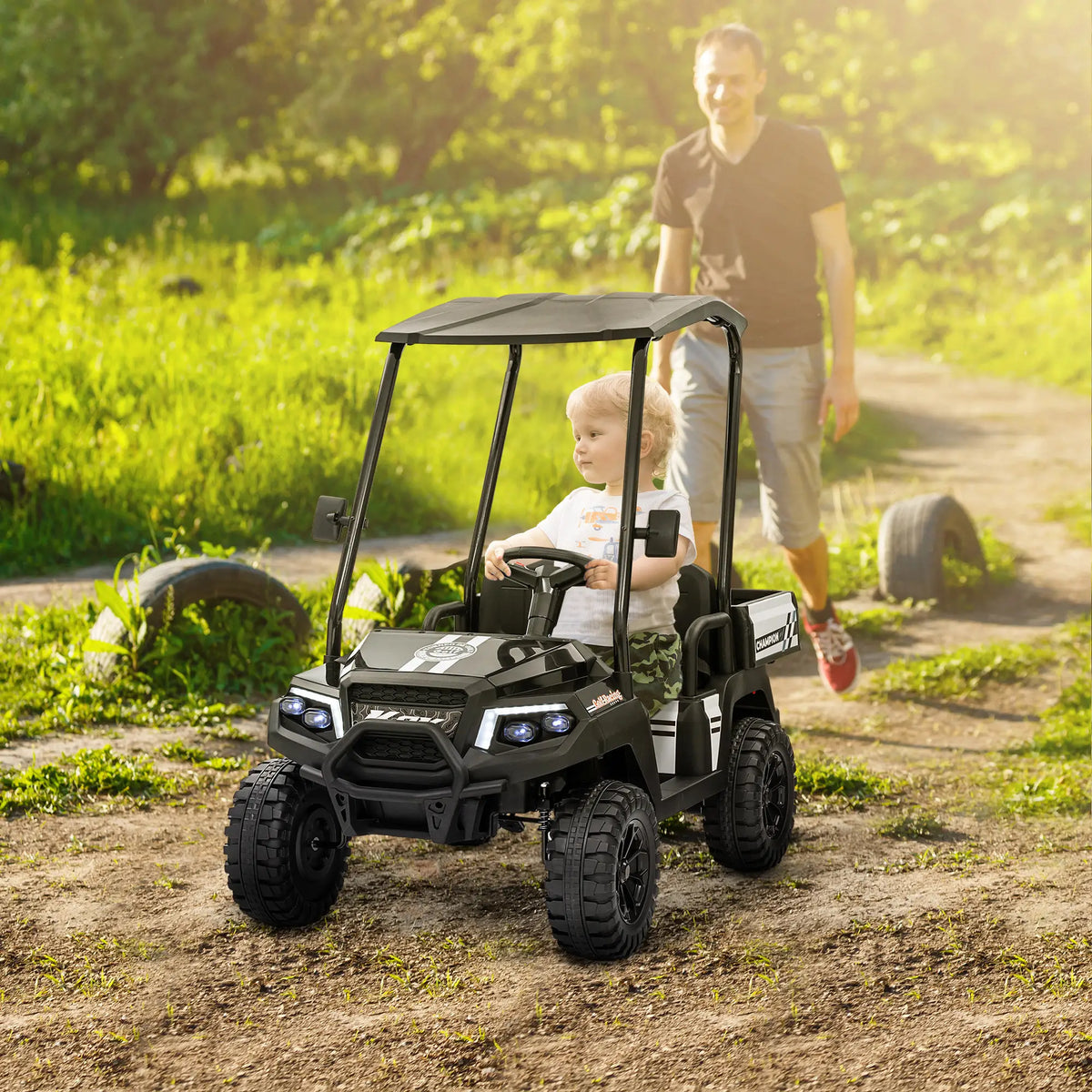 24V 2 Seater Kids Electric Car, Remote Control, 4 Wheels, Black Electric Toy Cars at Gallery Canada