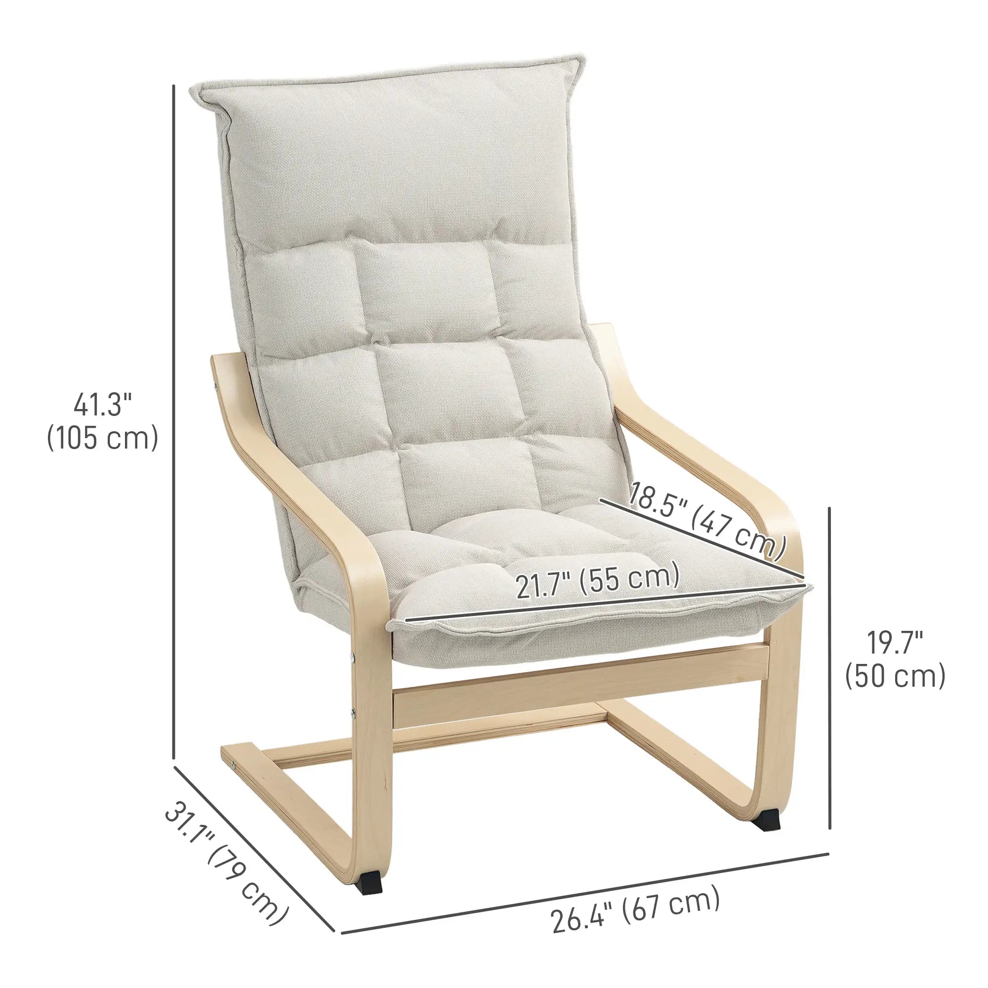 Modern Armchair, Upholstered Accent Chair, Curved Leg, Cream White Accent Chairs at Gallery Canada