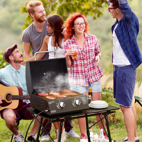 2 Burner Propane Gas Grill, Portable Tabletop BBQ, Black