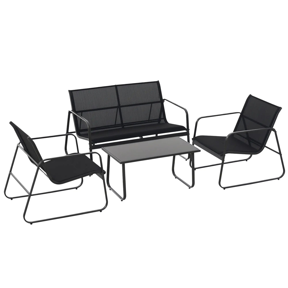 4 Piece Patio Furniture Set, Loveseat, Armchairs, Coffee Table, Black Patio Furniture Sets at Gallery Canada