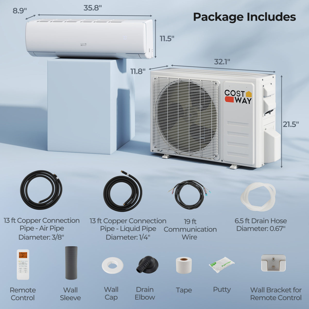 17000 BTU 208/230V Mini Split AC Heat Pump, White Mini Split Air Conditioners at Gallery Canada