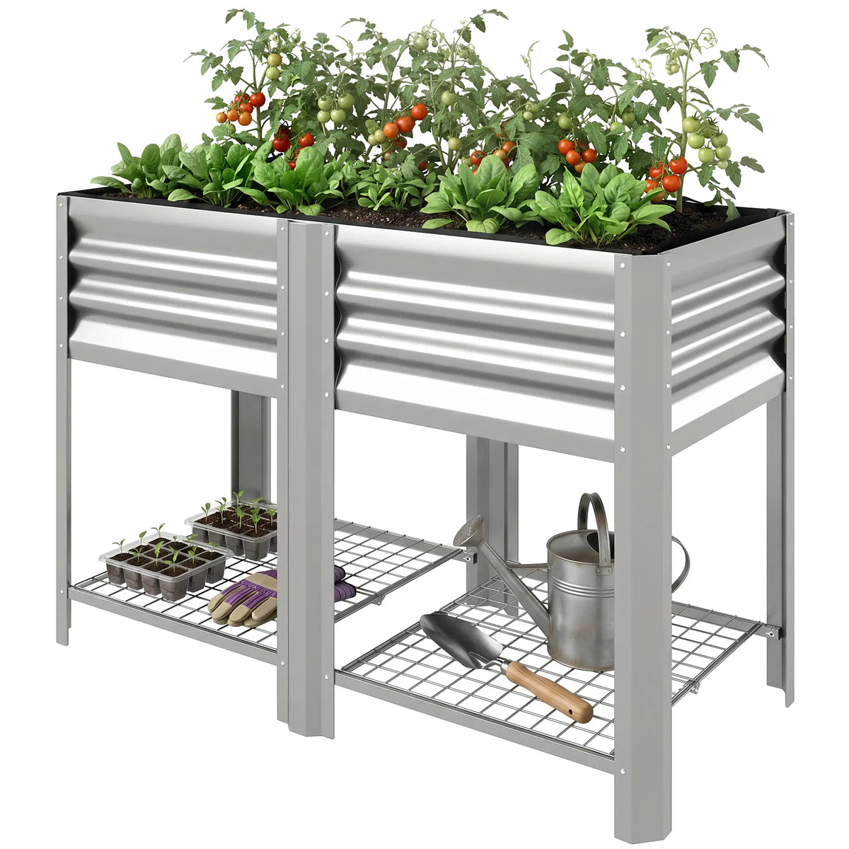 Raised Garden Bed With Legs, 31.5", Silver Elevated Garden Beds Silver at Gallery Canada