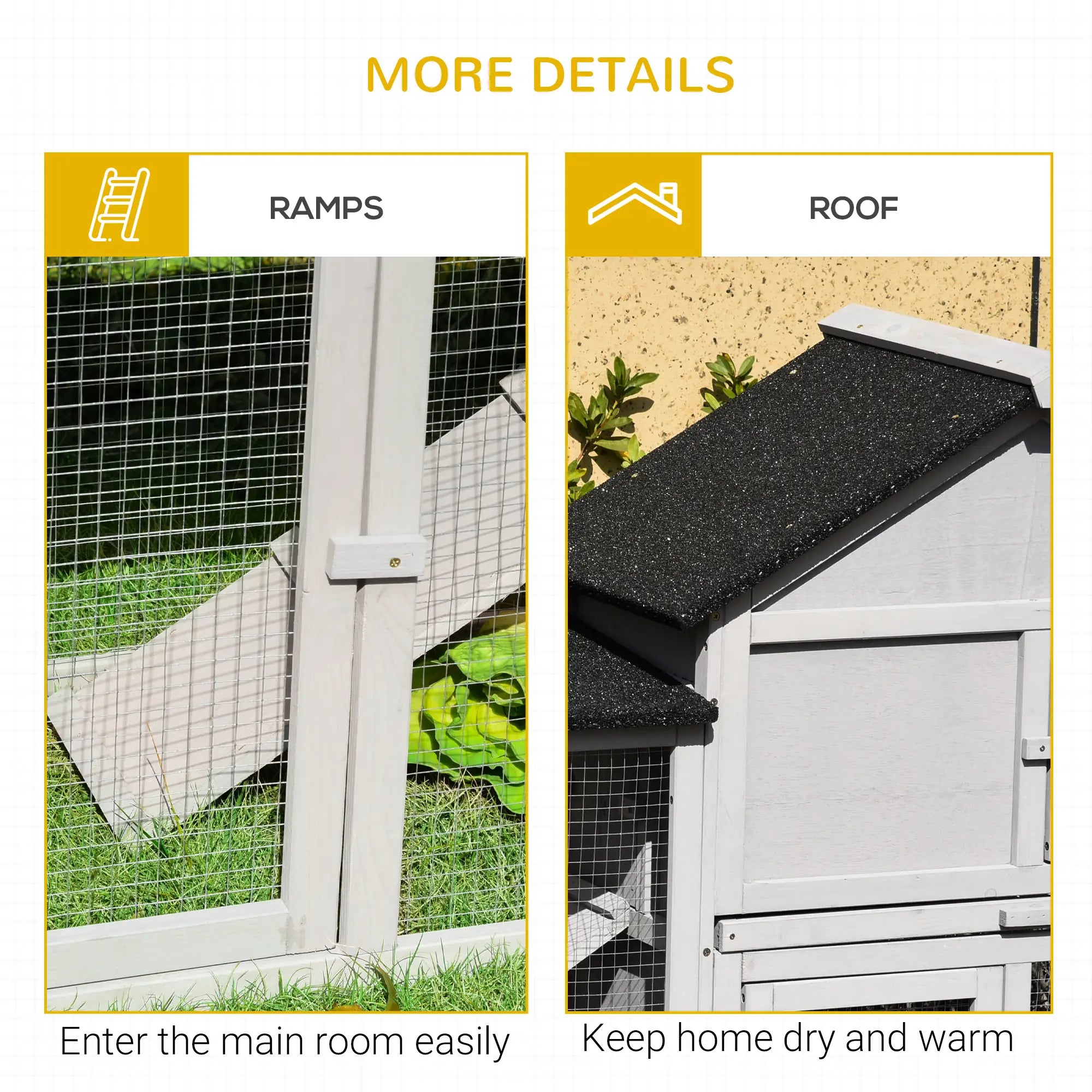 Large Rabbit Hutch, Bunny Cage Outdoor, Guinea Pig House, 83