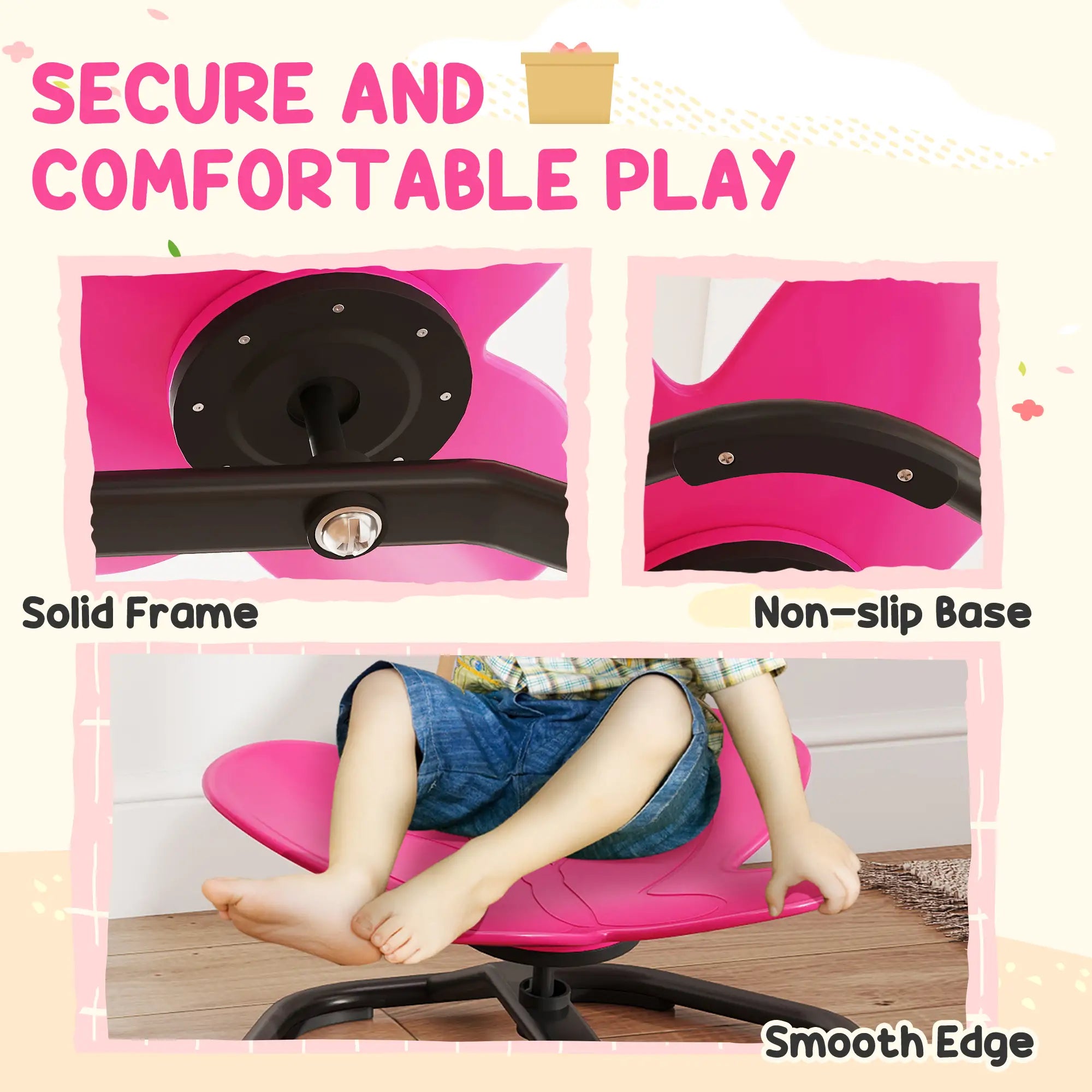 Butterfly Kids Swivel Chair, Non-Slip Sensory Chair, Pink Kids Chairs & Seating at Gallery Canada