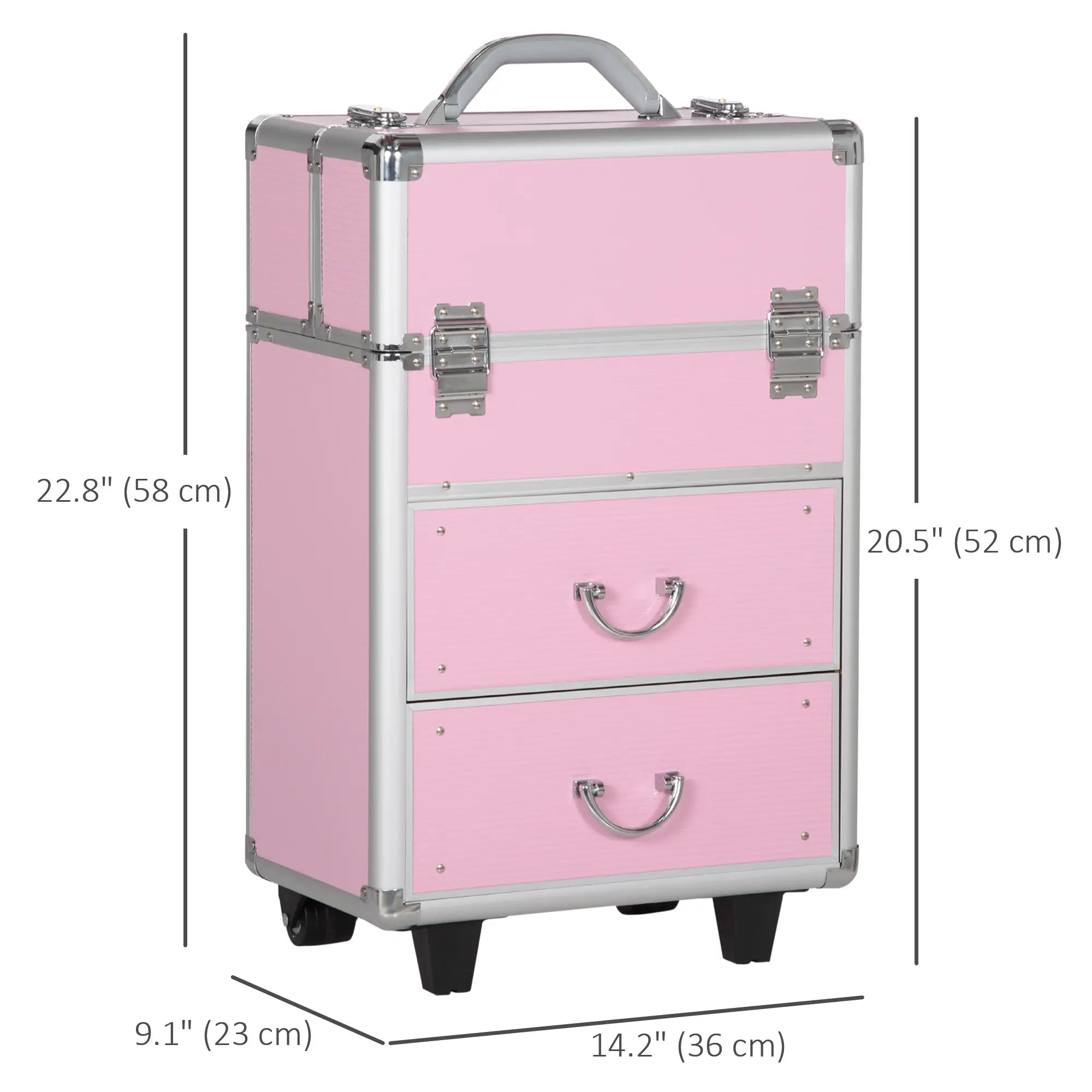 Rolling Makeup Train Case, Large Storage Cosmetic Trolley, Lockable Travel Cart Trunk Makeup Cases at Gallery Canada
