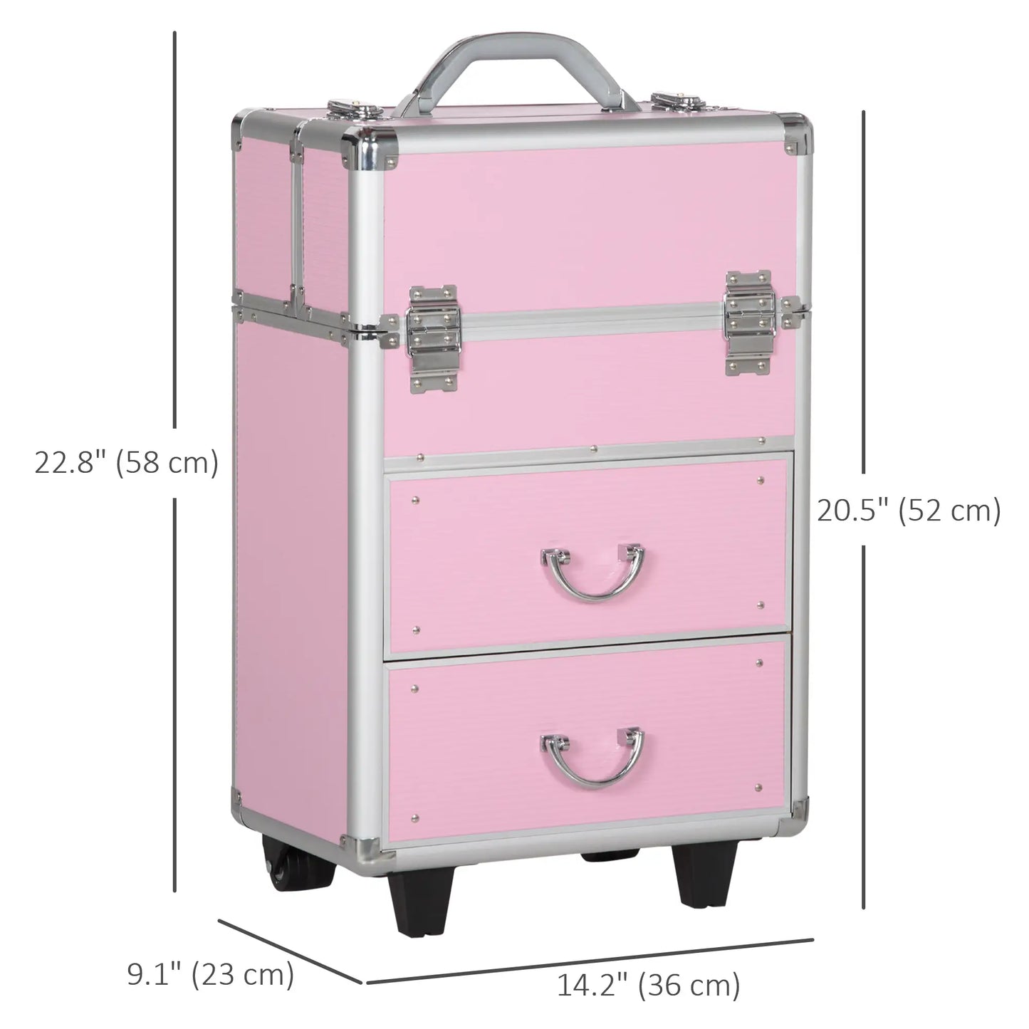 Rolling Makeup Train Case, Large Storage Cosmetic Trolley, Lockable Travel Cart Trunk Makeup Cases at Gallery Canada