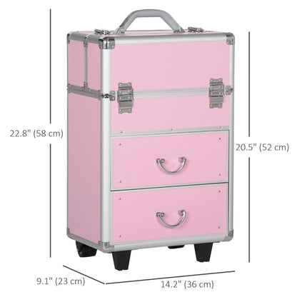 Rolling Makeup Train Case, Large Storage Cosmetic Trolley, Lockable Travel Cart Trunk Makeup Cases at Gallery Canada
