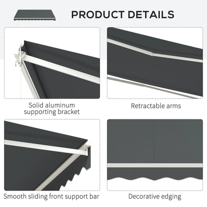 13' x 10' Retractable Electric Awning, Remote, Manual Crank, Grey Deck Awnings at Gallery Canada