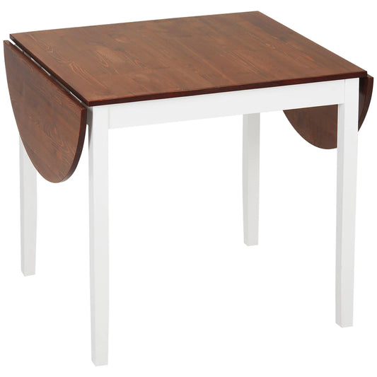 Solid Wood Drop Leaf Kitchen Table, Folding Dining Table, Brown