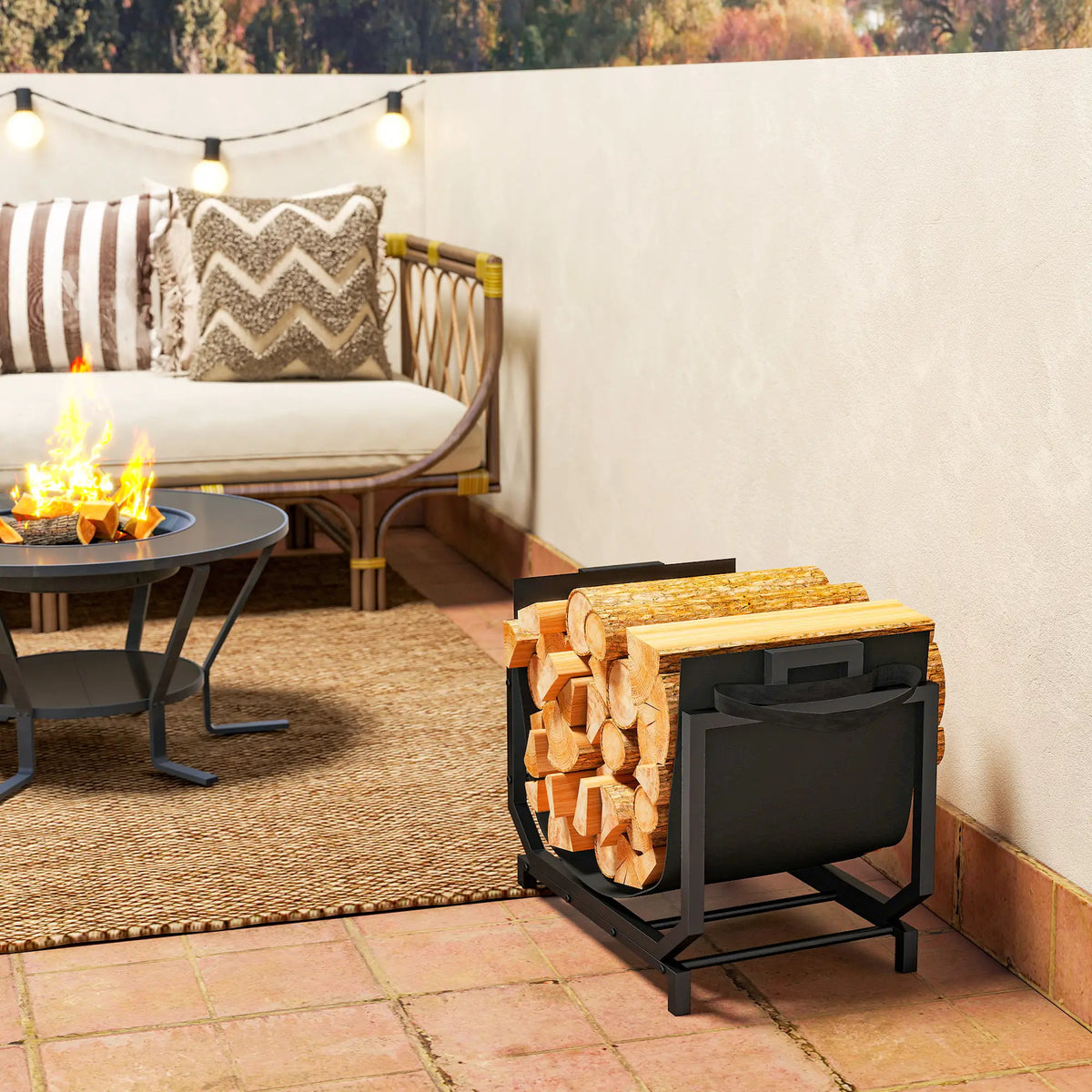 Firewood Rack Outdoor, Heavy-Duty Log Holder with Tote Bag Firewood Racks at Gallery Canada