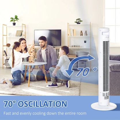 Freestanding Tower Fan, 3 Speed, 12h Timer, Oscillating, LED Panel, Remote, White Tower Fans at Gallery Canada