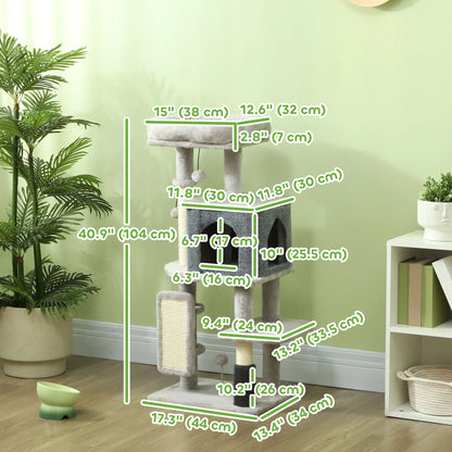 41 Inch Cat Tree, Scratching Posts, Bed, Condo, Grooming Brush Cat Trees at Gallery Canada
