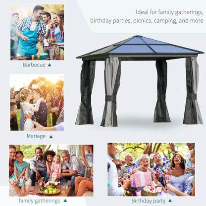 10x10ft Hardtop Gazebo, Aluminum Frame, Polycarbonate Canopy Gazebos at Gallery Canada