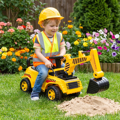 Kids Ride On Excavator Toy, Yellow Construction Digger, Helmet, Yellow Toy Excavators at Gallery Canada