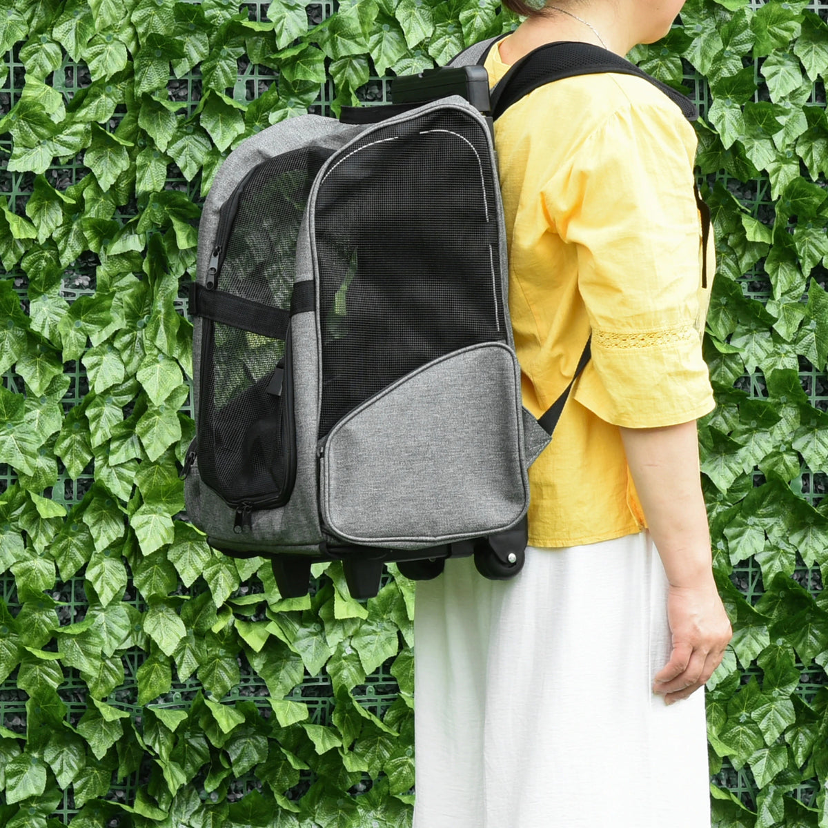 2-in-1 Pet Carrier Backpack, Rolling Wheel, Grey Dog Bike Trailers & Strollers at Gallery Canada