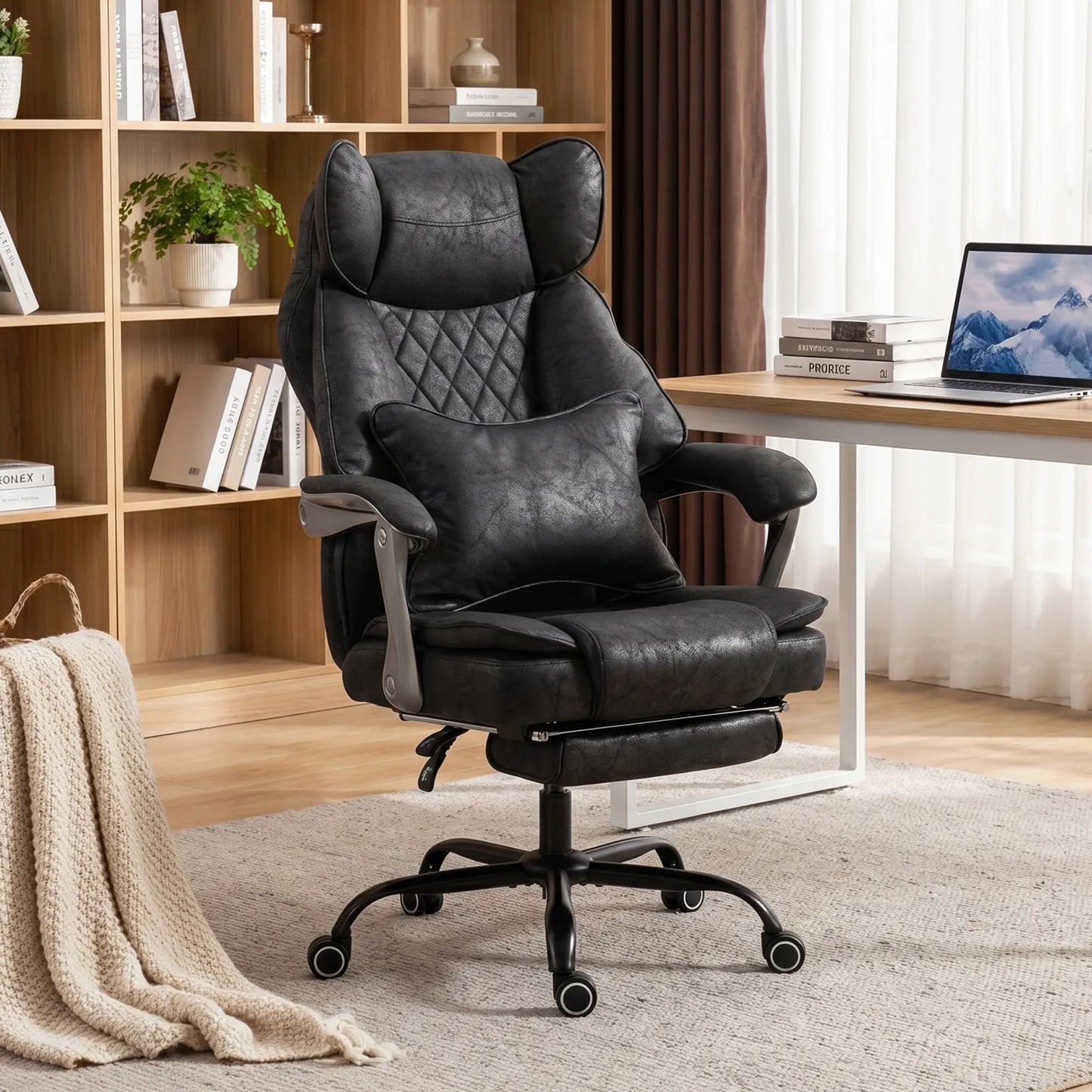 Big & Tall Office Chair 400 Lbs, Reclining, Lumbar Support, Black Executive & Manager Chairs at Gallery Canada